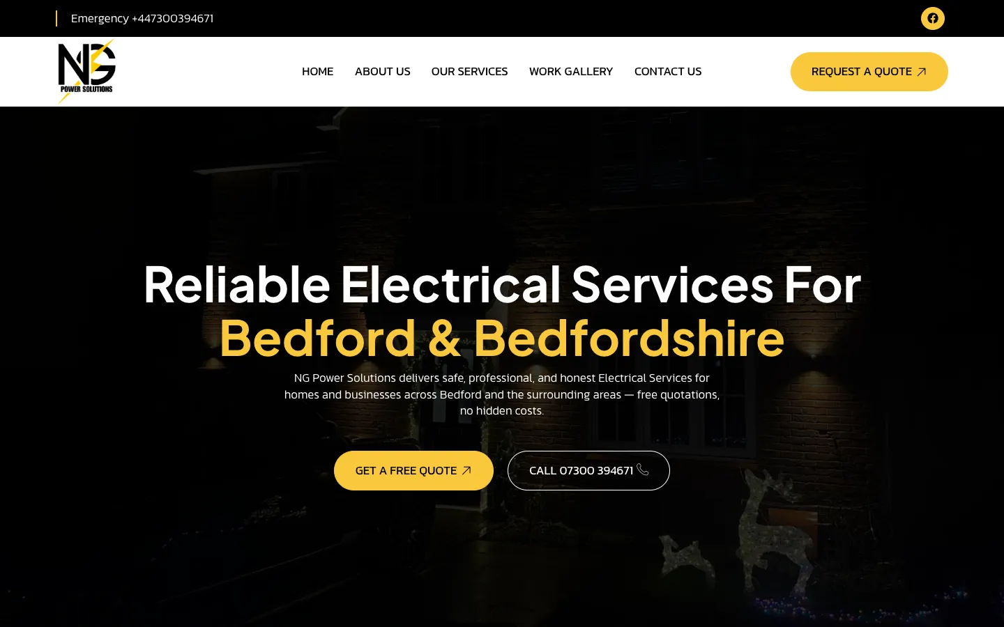 NG Power Solutions electrician website