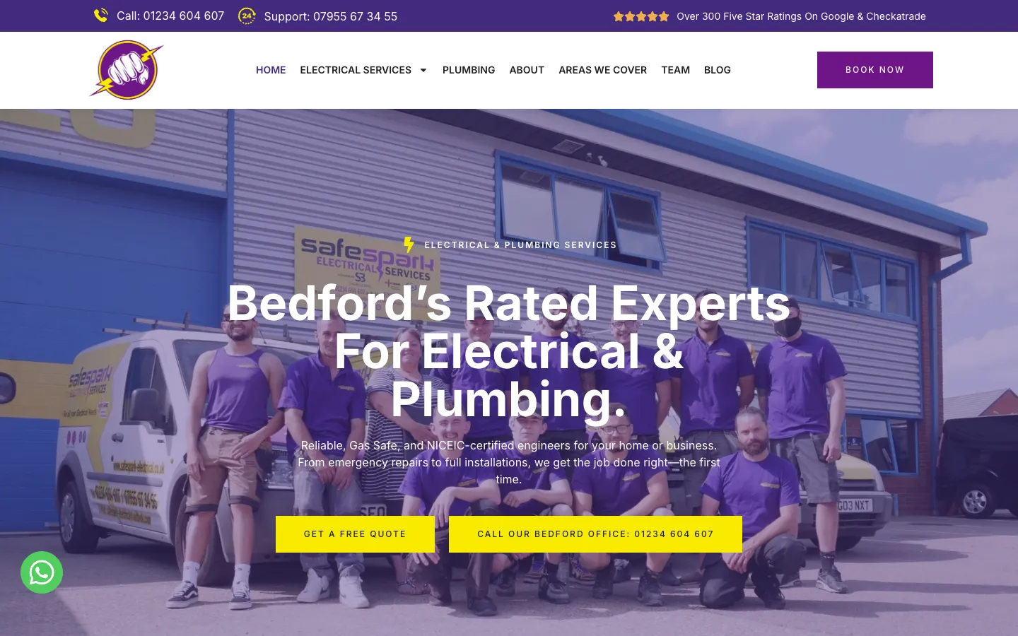 SafeSpark Electrical & Plumbing Services website